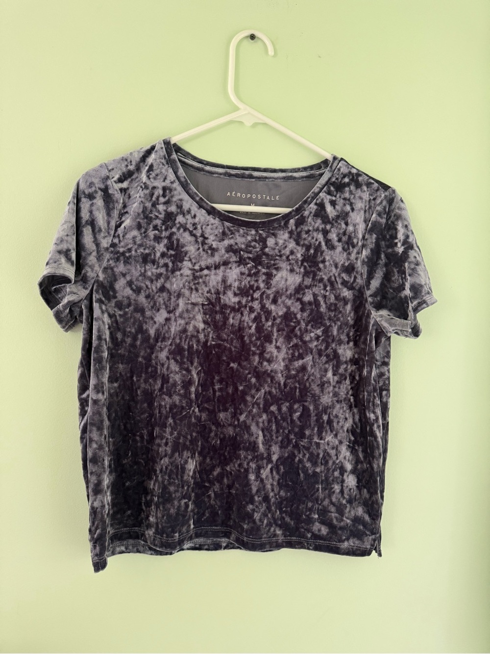 Aeropostale Crushed Velvet Short Sleeve Tee - Charcoal Gray